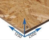 Плита OSB-3 (ОСБ) 2500 х 1250 х  9мм (ориентированно-стружечная плита ОСП) 
