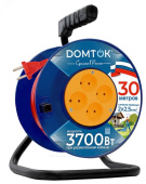 Удлинитель DOMTOK 30м ПВС 2х2.5, 3.7кВт, 16А, IP20, 4гн Б/З, катушка 2508 