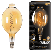 Лампа LED Gauss Vintage Filament Flexible  BT180 8W E27 180*360mm Amber 620lm 2400K 152802008 - - -р 
