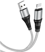 Кабель Hoco X50 USB (m)-Lightning (m) 1.0м 2.4A нейлон, серый 6931474734204 