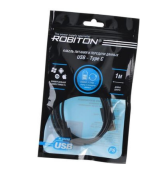 Кабель USB ROBITON P6 USB A - Type-C, Charge&Sync, 1м черный PH1 