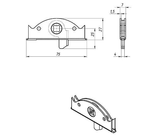 Завертка оконная ЗР-3 цинк