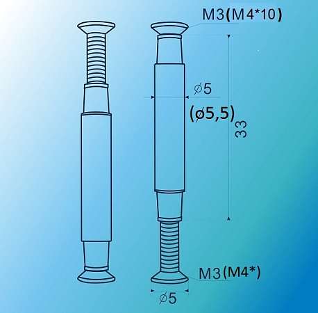 Стяжка винтовая М3 хром, для дверных ручек (пакет 2шт.)