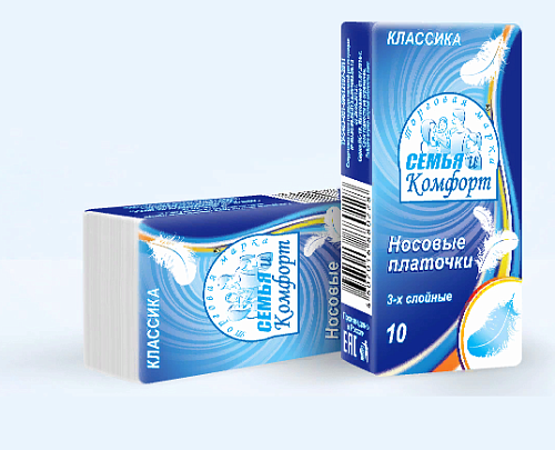 Платочки носовые "Семья и Комфорт" 3-х слойные  10716