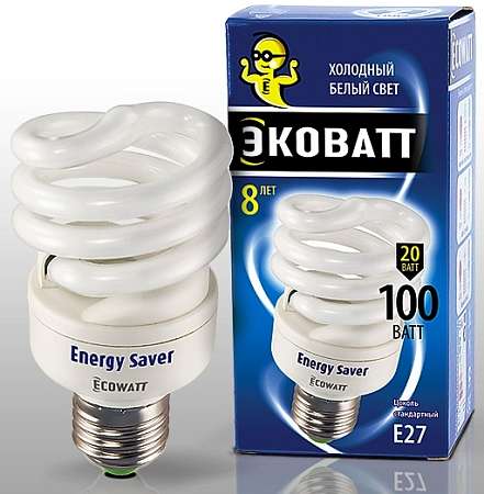 Лампа эн/сб "Ecowatt" Mini FSP 20W Е27 840 холодный белый свет
