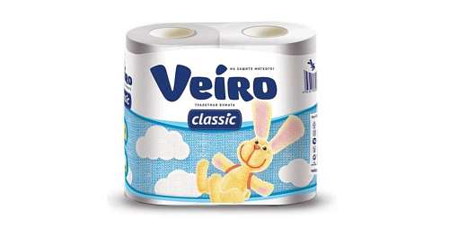 Бумага туалетная "Veiro Classic" 2-х слойная 4 рулона белая 5с24 в ...