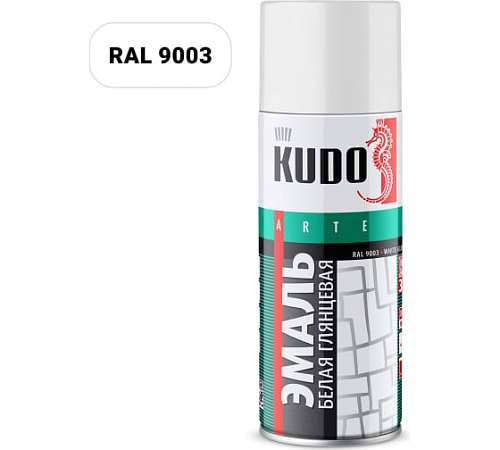 Краска аэрозольная "Kudo" 520мл. Белая глянцевая (KU-1001)