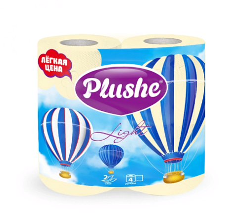 Бумага туалетная "Plushe" Light 4 рулона, 2 слоя, 15м