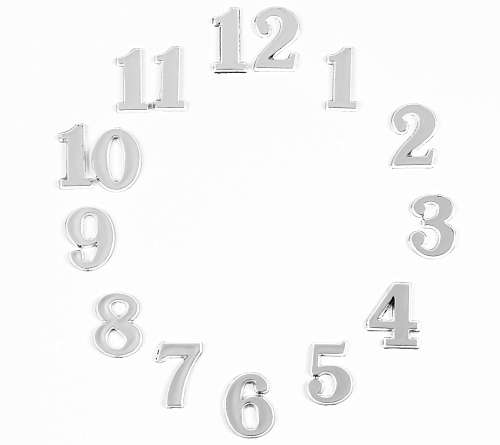 Цифры для часов 15шт, h=2.5см, серебро 6385343