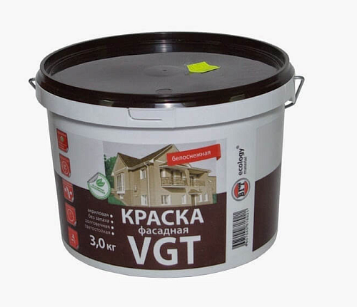 Краска фасадная VGT ВД-АК-1180 белоснежная 3 кг