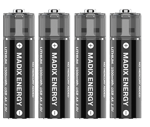 Батарейка аккумуляторная Madix AA 1500mA/h USB 4шт, цена за блистер