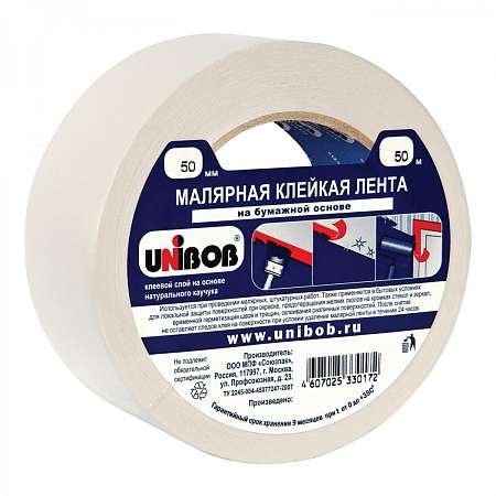 Лента малярная 50мм* 50м Unibob арт 28139