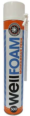 Пена монтажная WELLFOAM 500 всесезонная бытовая 1000мл 