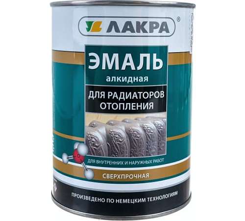 Эмаль для радиаторов Лакра алкидная Белый полуматовый 0,9кг