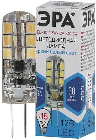 Лампа светодиодная G4 Эра 1.5W 12V 840  холодный свет, кукуруза Б0033190