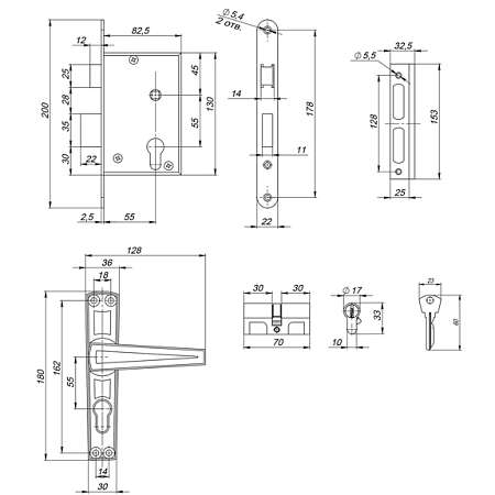 Замок врезной ЗВ4-3 ВАЗ-ДААЗ схема