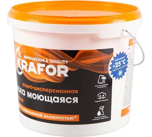 Краска Krafor интерьерная моющаяся супербелая 6,5кг