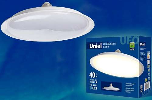 Лампа светодиодная Uniel LED-U220, Форма "UFO" (40Вт, Е27, 3000К)  UL-00004573