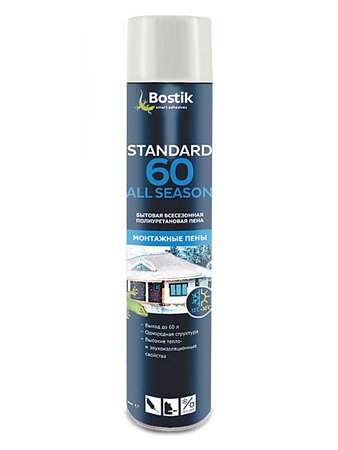 Пена монтажная бытовая Bostik Standard All Seasons 60 всесезонная 750 мл. выход 65 л.
