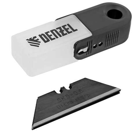 Лезвия трапеция 5шт Denzel, сталь SK5 - 0.6мм, 79318