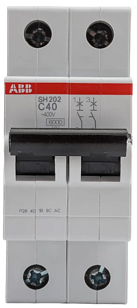  Автоматический выключатель ABB SH202 2п C 40А 6кА 2CDS212001R0404 модульный  