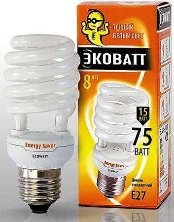 Лампа эн/сб "Ecowatt" Mini SP 15W Е27 827 тёплый белый свет
