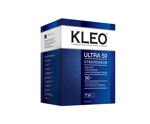 Клей обойный "KLEO" ULTRA 50 для стеклообоев и флизелиновых обоев (50м2, 500г)