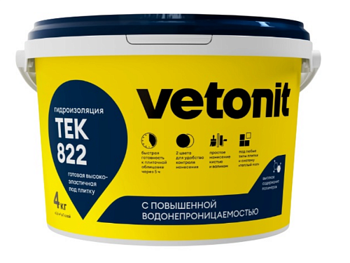 Гидроизоляция Ветонит ТЕК 4 кг Серая