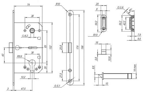 Корпус замка PUNTO ML85-50