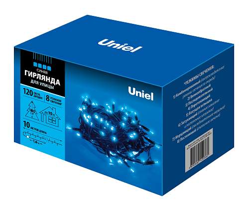 Гирлянда "Uniel" ULD-S1000 -120-DBA BLUE IP67, 10м, 120 диодов, синий свет UL-00005262 - - - -