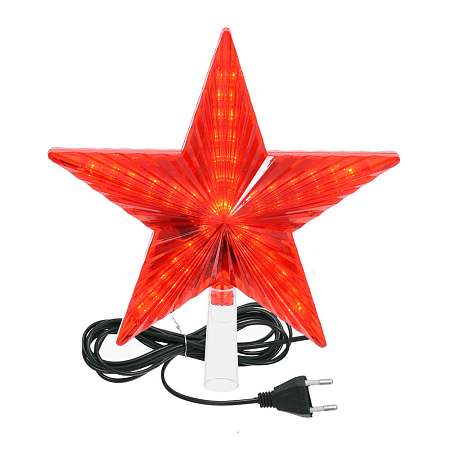Верхушка на елку "Звезда" красная 30 красных мигающих led, зеленый провод 3м,  20*20см, 220  /55086/