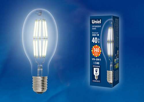 Лампа светодиодная Uniel LED-ED90- 40W-DW-E40-CL GLP05TR Дневной белый свет 6500K  /UL-00003763/