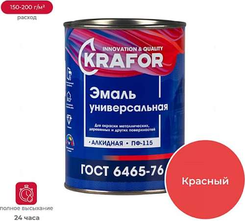 Эмаль Krafor ПФ-115 6кг Красная 26 025