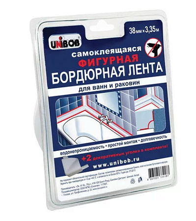 Лента бордюр для ванн и раковин Фигурная 38мм* 3,35м Unibob арт 46326