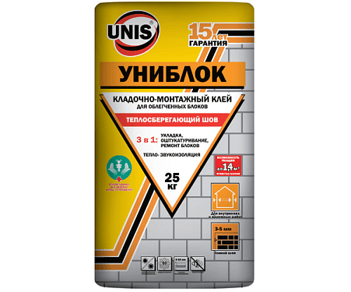 Клей кладочно-монтажный УНИБЛОК Юнис 25 кг 