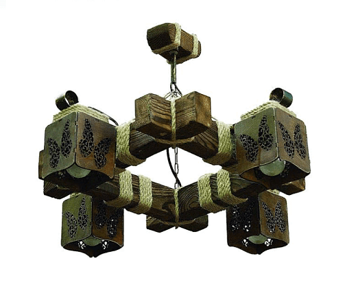 Люстра деревянная "Бабочки" 4 плафона /2124309/