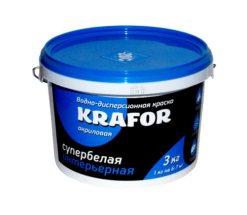 Краска Krafor интерьерная супербелая  3кг 