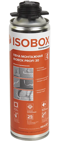 Пена монтажная Технониколь 668043 ISOBOX PROFI 30, 450мл профессиональная