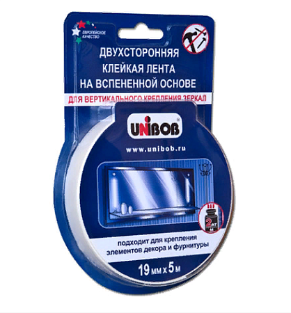 Лента двухсторонняя Unibob 19мм*5м для зеркал арт 54928