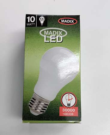 Лампа светодиодная "MadixLED" A55 10Вт E27 3000К груша