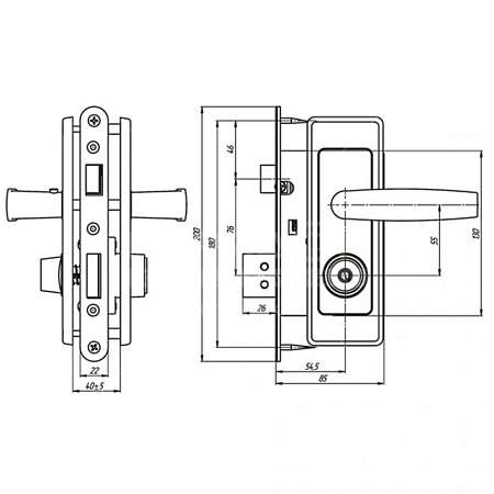 Замок врезной ЗВ4Д (аналог ШО-25) Зенит  схема