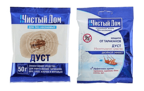 Дуст инсектицидный от тараканов, блох, клопов, муравьёв "чистый дом" 50г  02-452