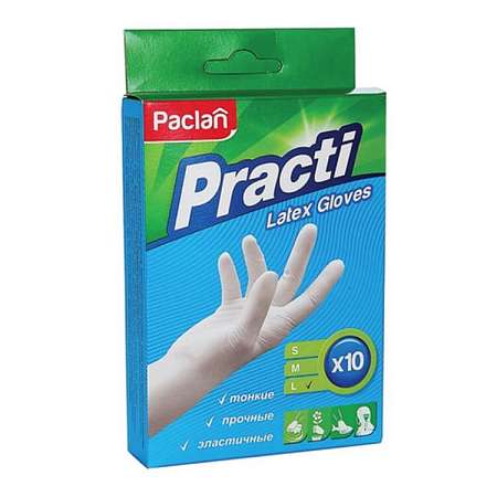 Перчатки "Paclan" латексные (10шт)  "L"
