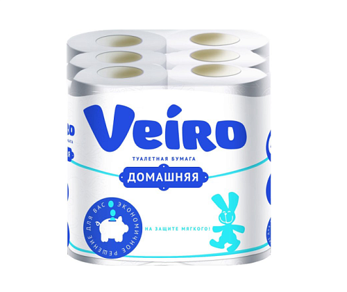 Бумага туалетная "Veiro Домашняя" 2-х слойная, 12 рулонов, белая 1С212