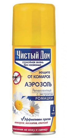 Аэрозоль "Чистый дом" 100мл от комаров с экстрактом ромашки  02-508