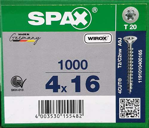  SPAX 4.0x16 WIROX  ,  20 4003530155482   1 
