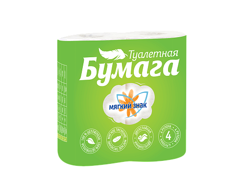 Бумага туалетная "Мягкий знак ПЕРО" 2-х слойная, 4 рулона С73