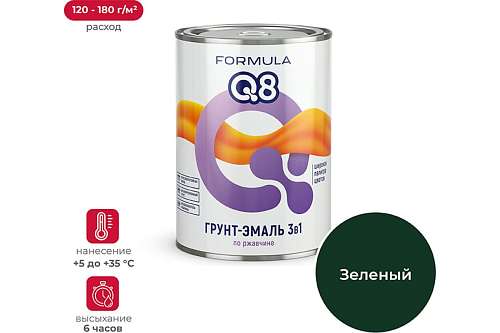 Грунт-эмаль по ржавчине Formula Q8 0,9кг зелёная 52029