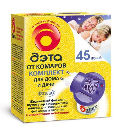 ДЭТА INSECTO комплект, универсальный, фумигатор + жидкость 45 ночей 66700605