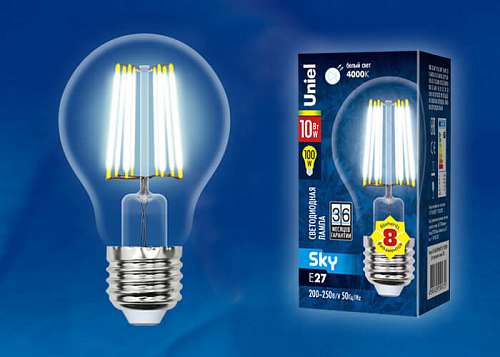 Лампа светодиодная Filament груша 10(100)W Е-27 А-60 тип UNEL sky белый свет UL-00002626